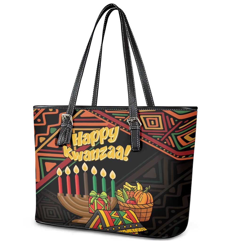 Personalized African Happy Kwanzaa Leather Tote Bag - Wonder Print Shop