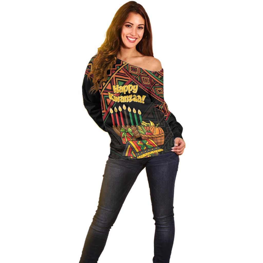 Personalized African Happy Kwanzaa Off Shoulder Sweater - Wonder Print Shop