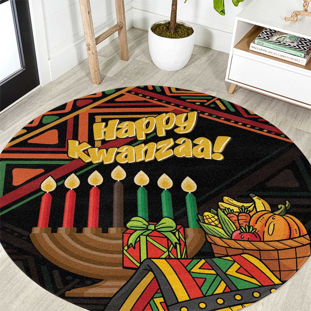 Personalized African Happy Kwanzaa Round Carpet