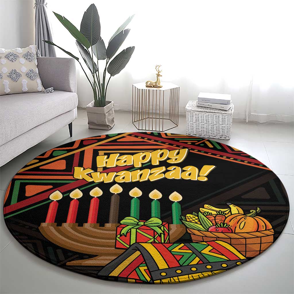 Personalized African Happy Kwanzaa Round Carpet