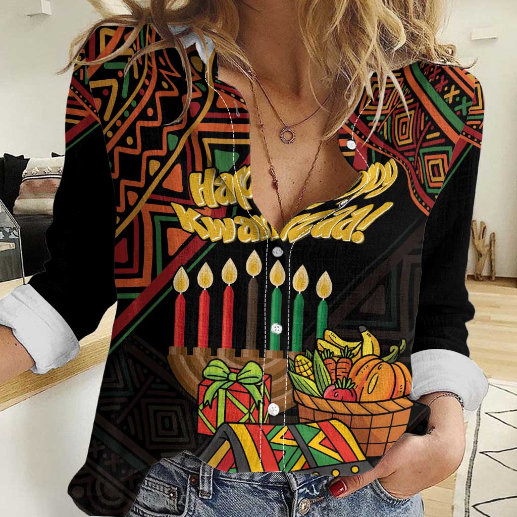 Personalized African Happy Kwanzaa Women Casual Shirt - Wonder Print Shop