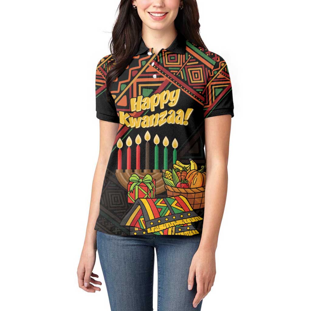 Personalized African Happy Kwanzaa Women Polo Shirt - Wonder Print Shop