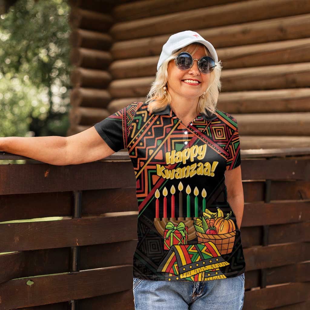 Personalized African Happy Kwanzaa Women Polo Shirt - Wonder Print Shop