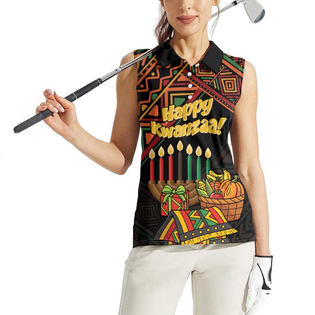 Personalized African Happy Kwanzaa Women Sleeveless Polo Shirt - Wonder Print Shop