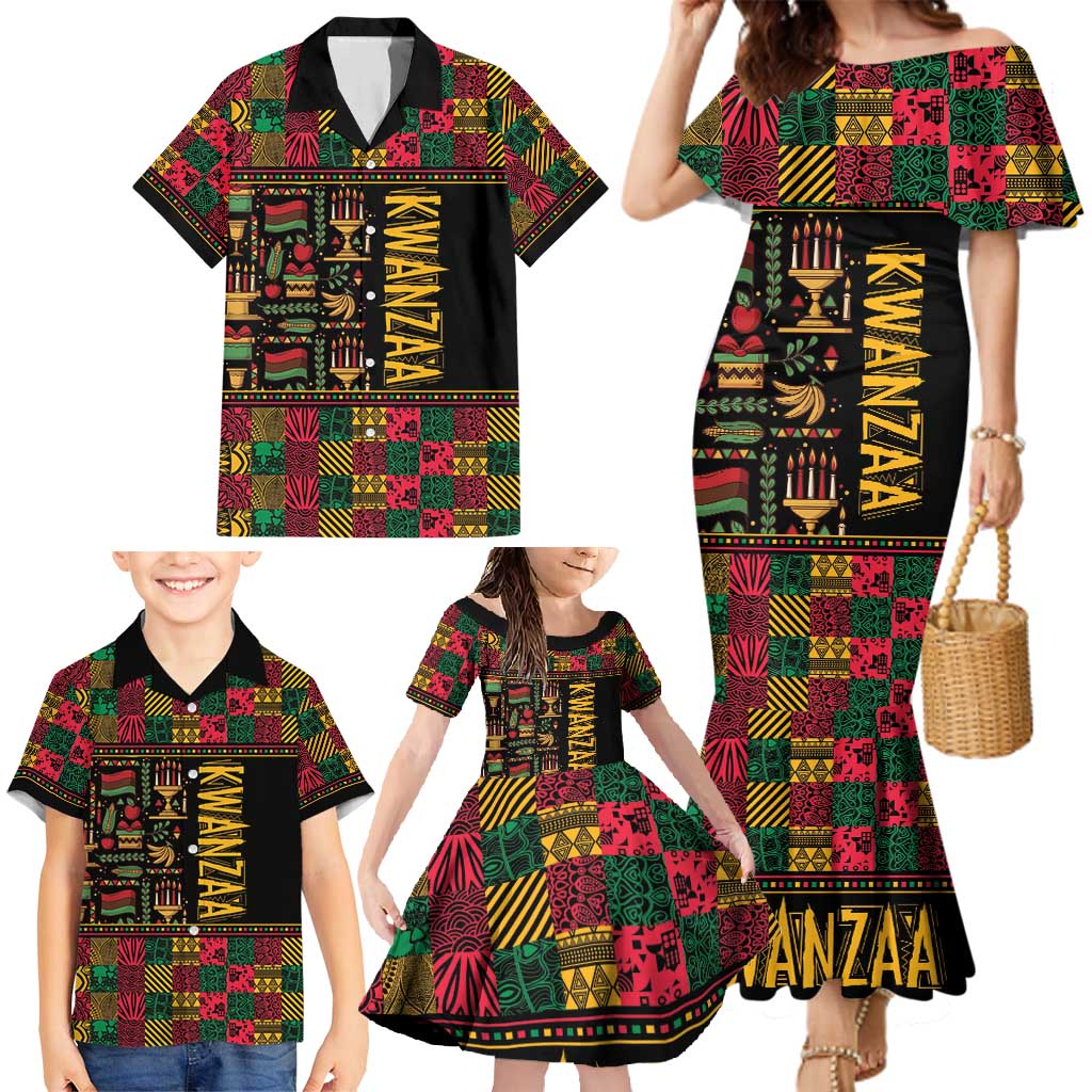 Kwanzaa African Pattern Family Matching Mermaid Dress and Hawaiian Shirt - Wonder Print Shop