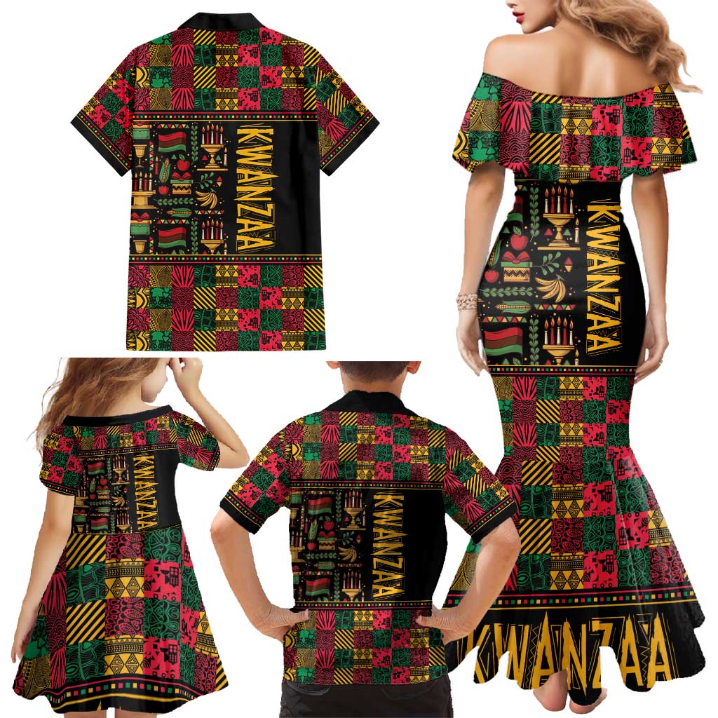 Kwanzaa African Pattern Family Matching Mermaid Dress and Hawaiian Shirt - Wonder Print Shop