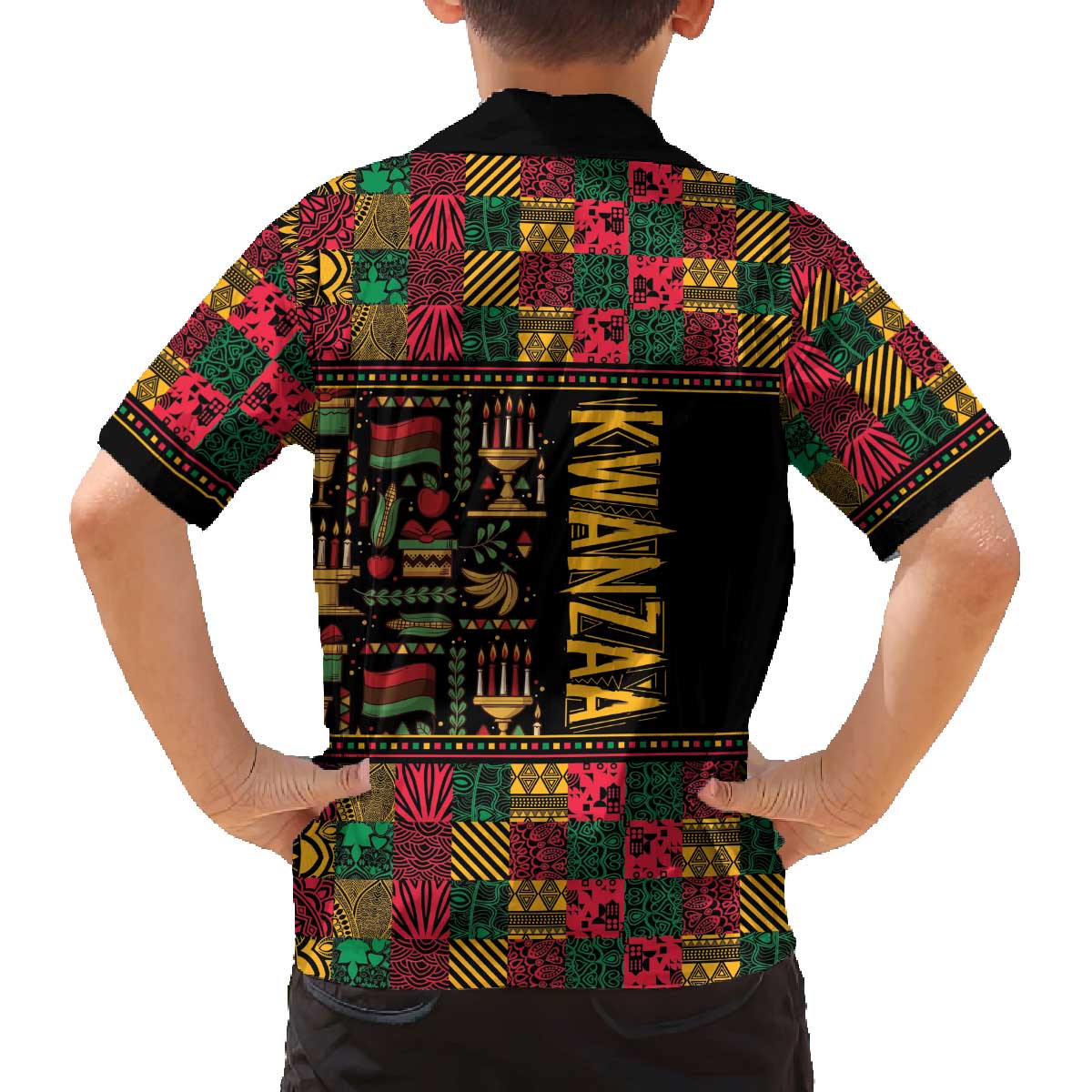 Kwanzaa African Pattern Family Matching Off The Shoulder Long Sleeve Dress and Hawaiian Shirt - Wonder Print Shop