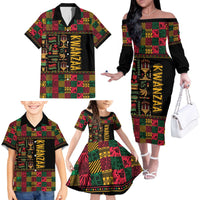 Kwanzaa African Pattern Family Matching Off The Shoulder Long Sleeve Dress and Hawaiian Shirt - Wonder Print Shop