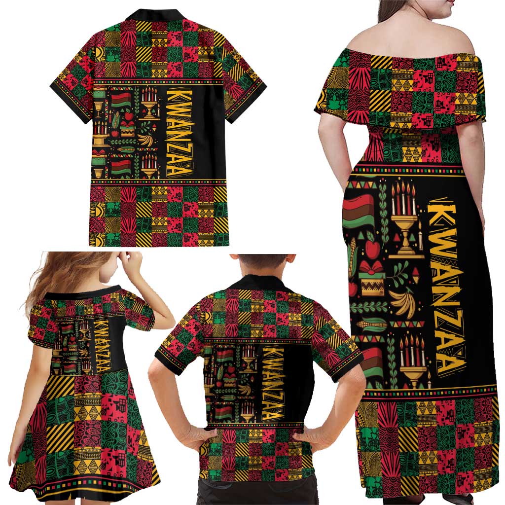 Kwanzaa African Pattern Family Matching Off Shoulder Maxi Dress and Hawaiian Shirt - Wonder Print Shop