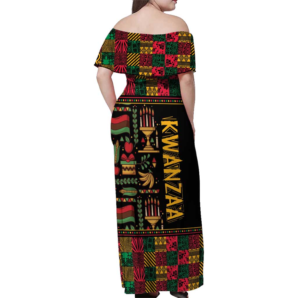 Kwanzaa African Pattern Family Matching Off Shoulder Maxi Dress and Hawaiian Shirt - Wonder Print Shop