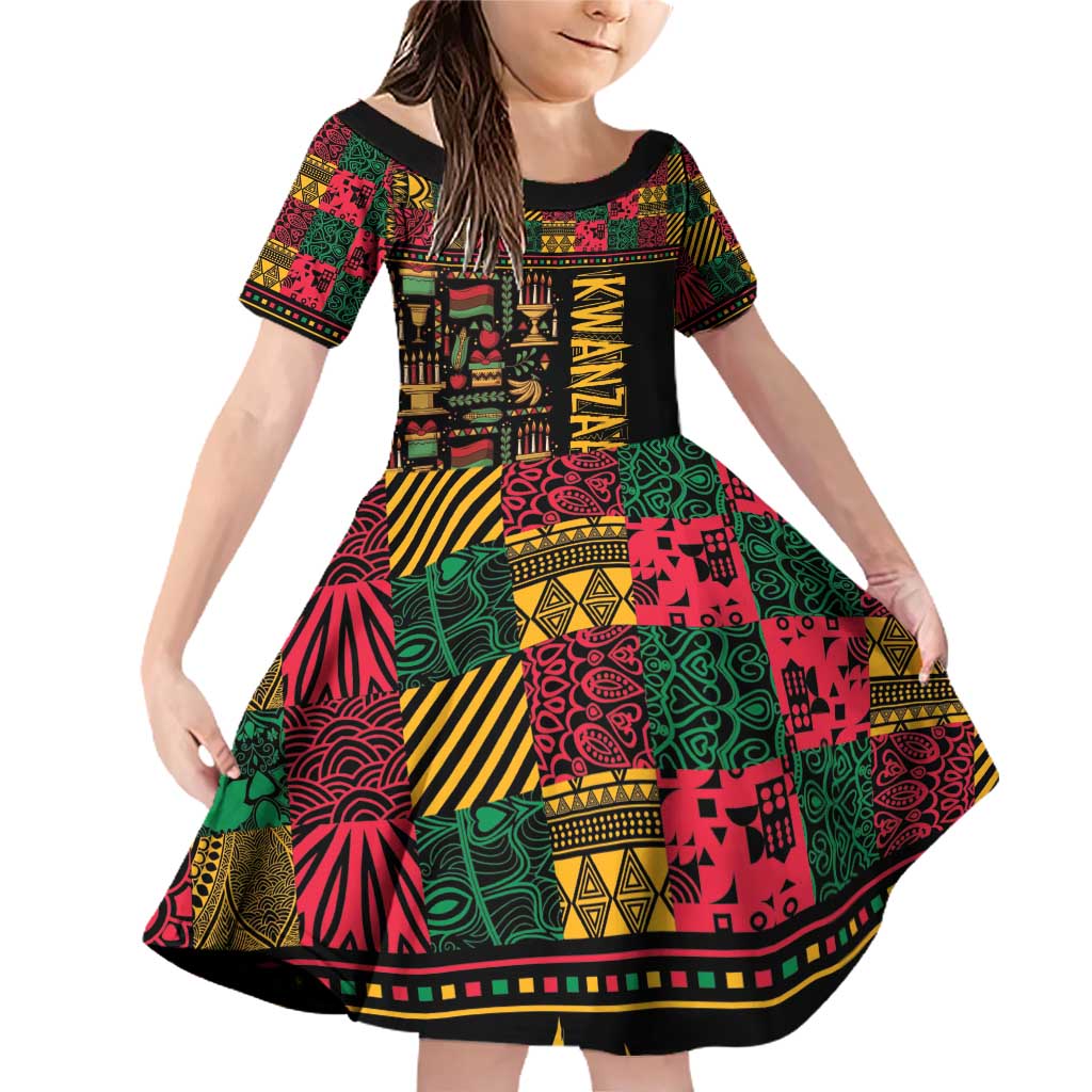 Kwanzaa African Pattern Family Matching Off Shoulder Short Dress and Hawaiian Shirt - Wonder Print Shop