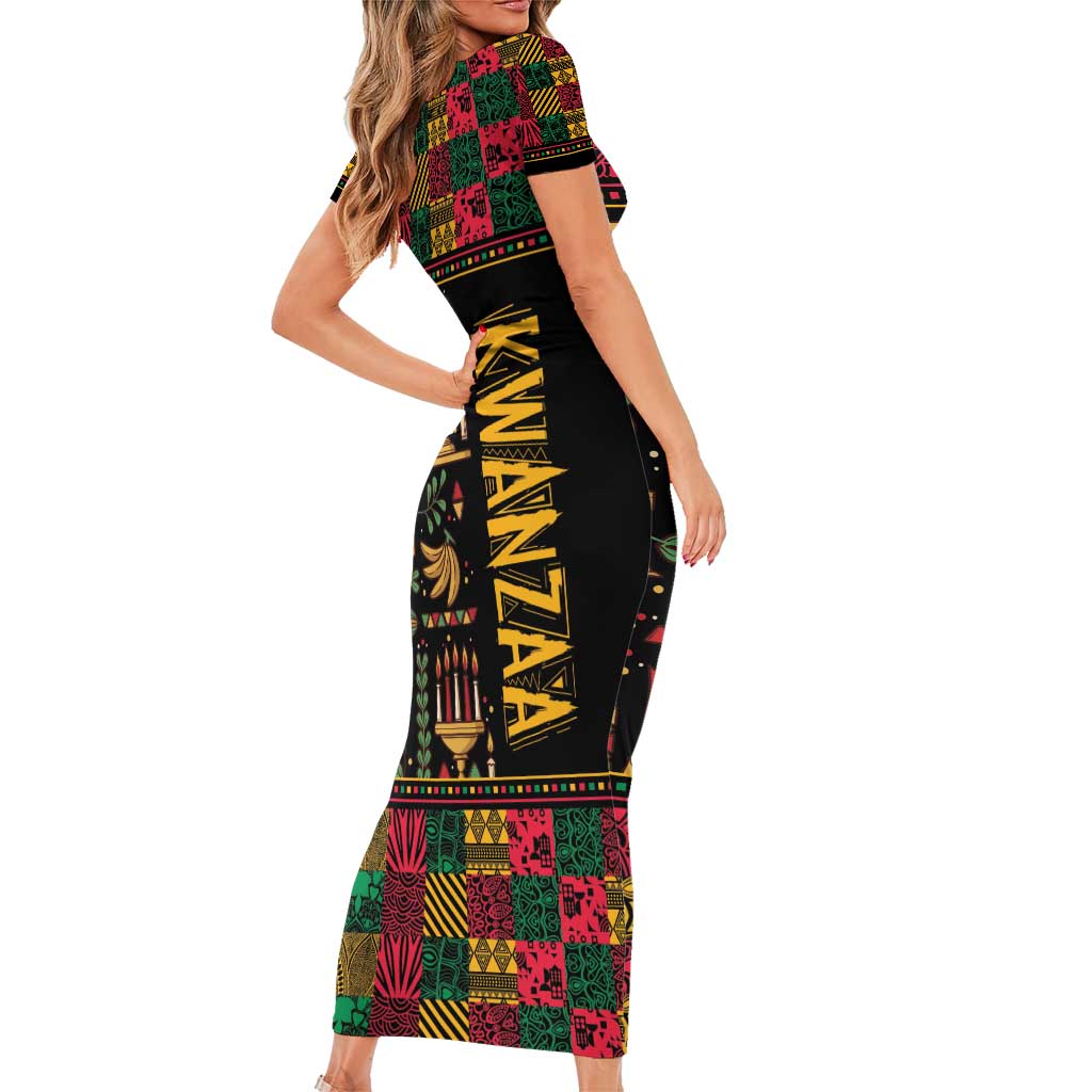 Kwanzaa African Pattern Family Matching Short Sleeve Bodycon Dress and Hawaiian Shirt - Wonder Print Shop