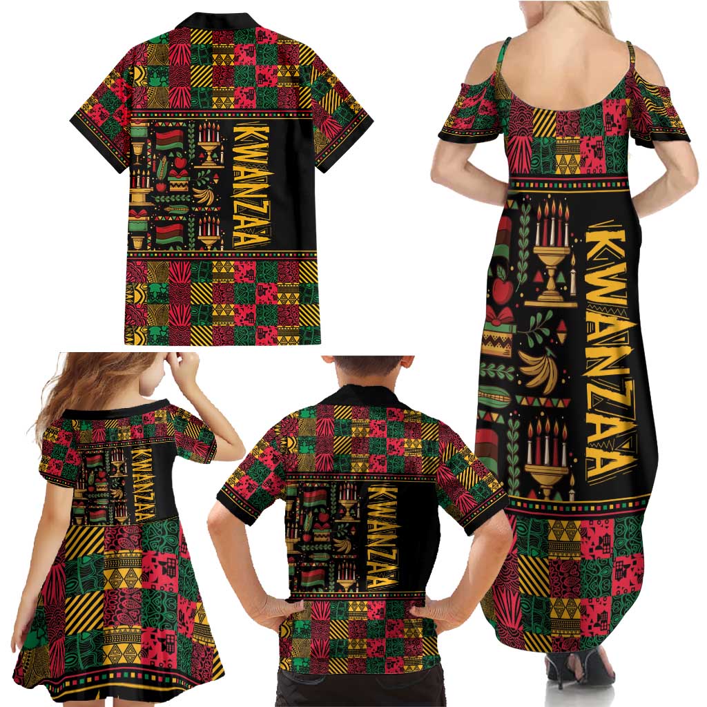 Kwanzaa African Pattern Family Matching Summer Maxi Dress and Hawaiian Shirt - Wonder Print Shop