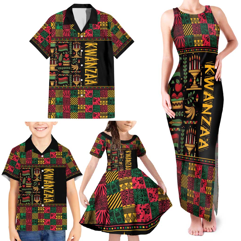 Kwanzaa African Pattern Family Matching Tank Maxi Dress and Hawaiian Shirt - Wonder Print Shop