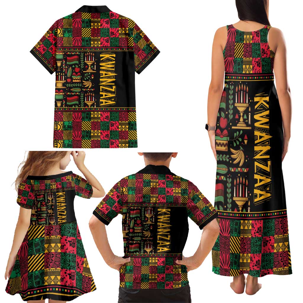 Kwanzaa African Pattern Family Matching Tank Maxi Dress and Hawaiian Shirt - Wonder Print Shop