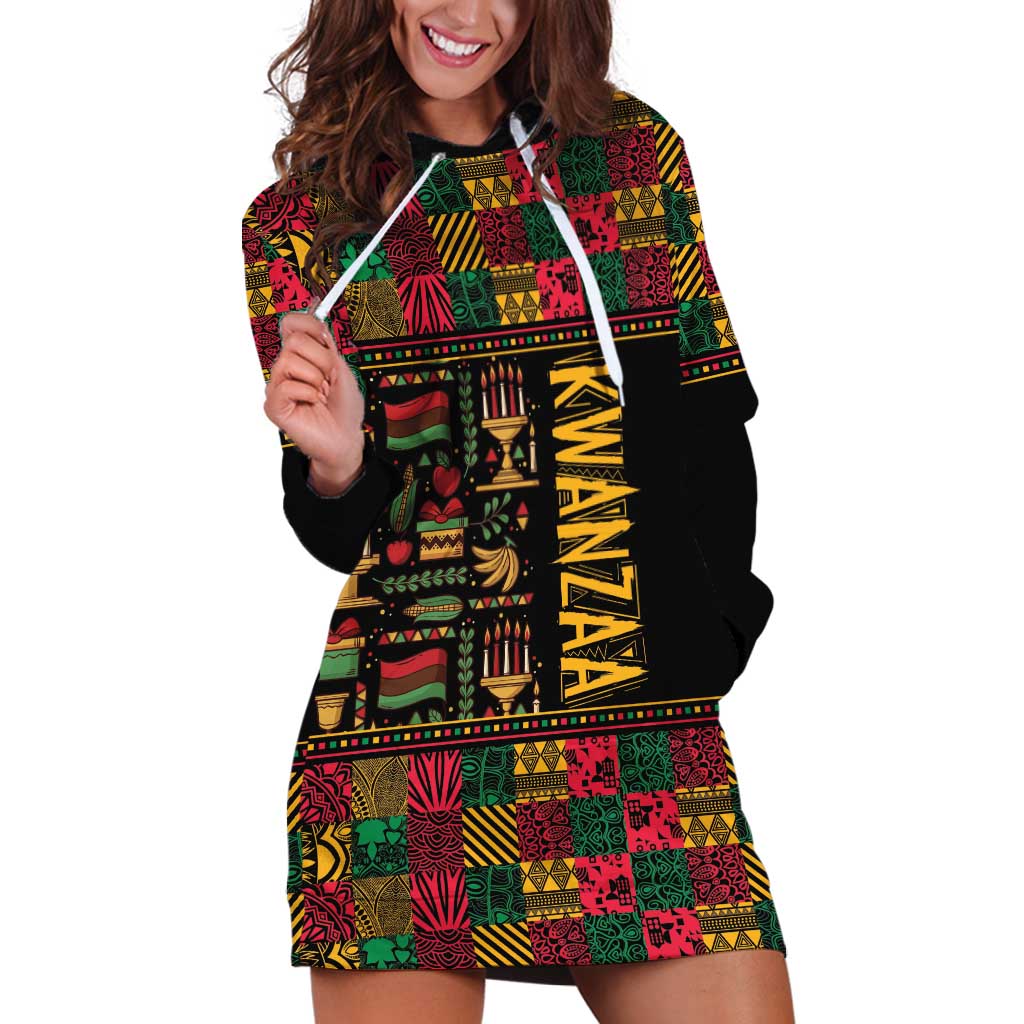 Kwanzaa African Pattern Hoodie Dress - Wonder Print Shop