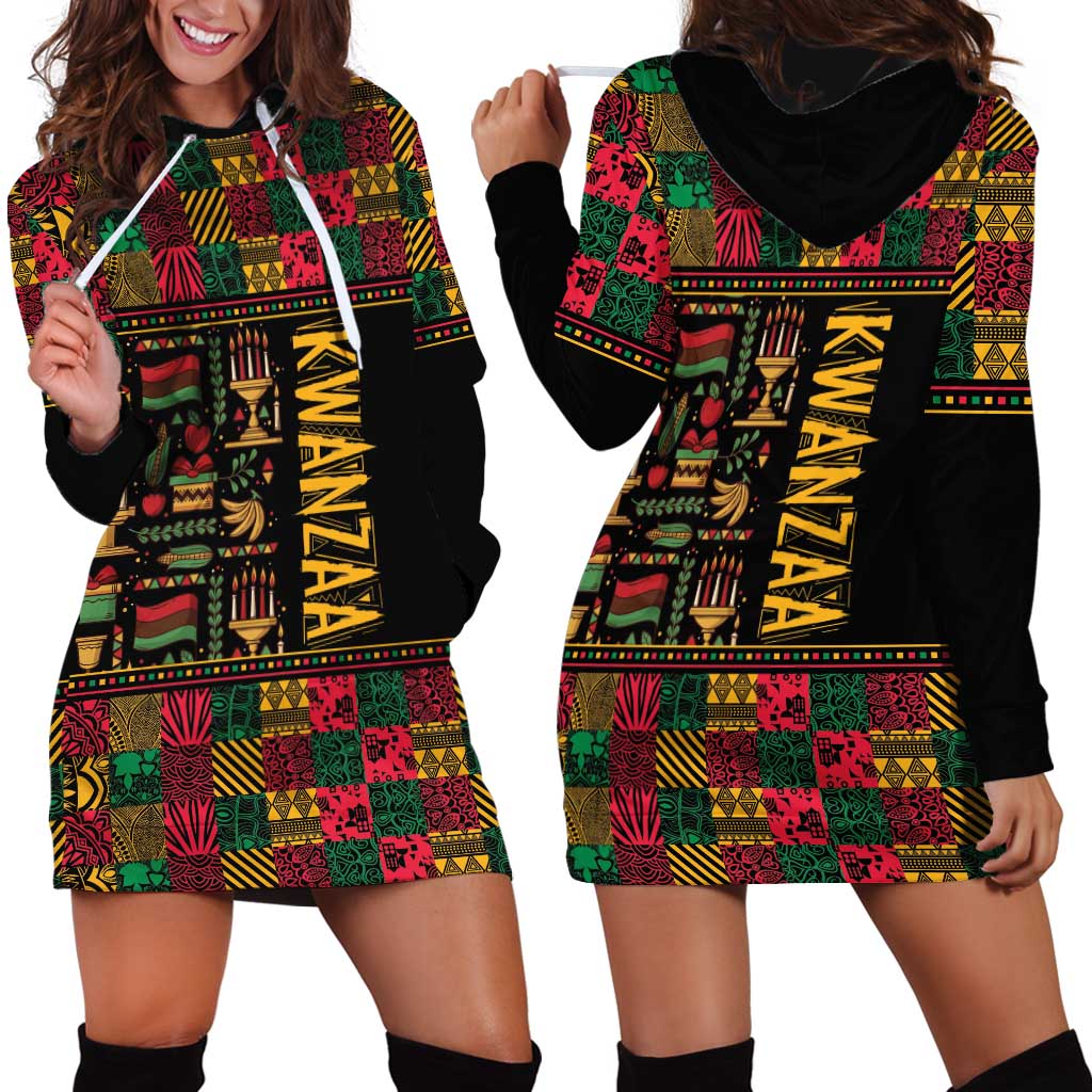 Kwanzaa African Pattern Hoodie Dress - Wonder Print Shop
