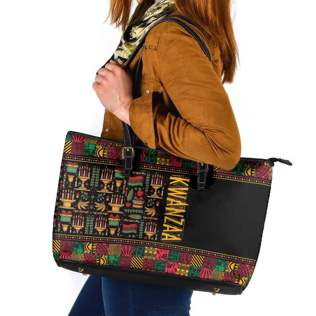 Kwanzaa African Pattern Leather Tote Bag - Wonder Print Shop