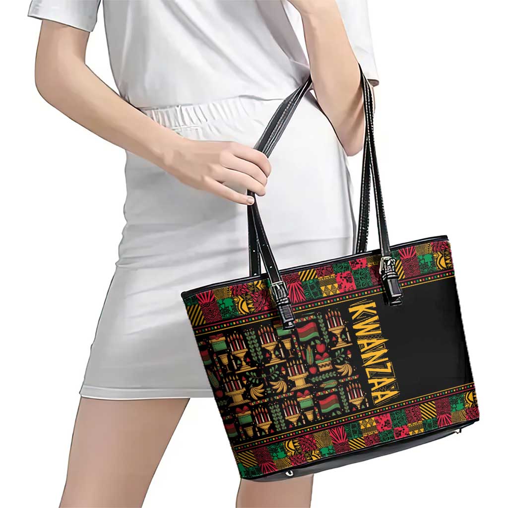 Kwanzaa African Pattern Leather Tote Bag - Wonder Print Shop
