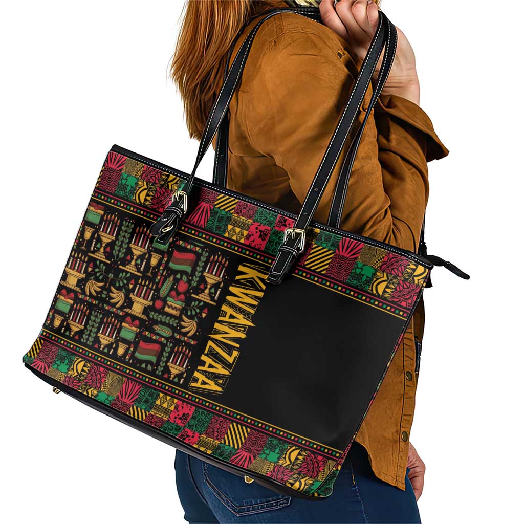 Kwanzaa African Pattern Leather Tote Bag - Wonder Print Shop