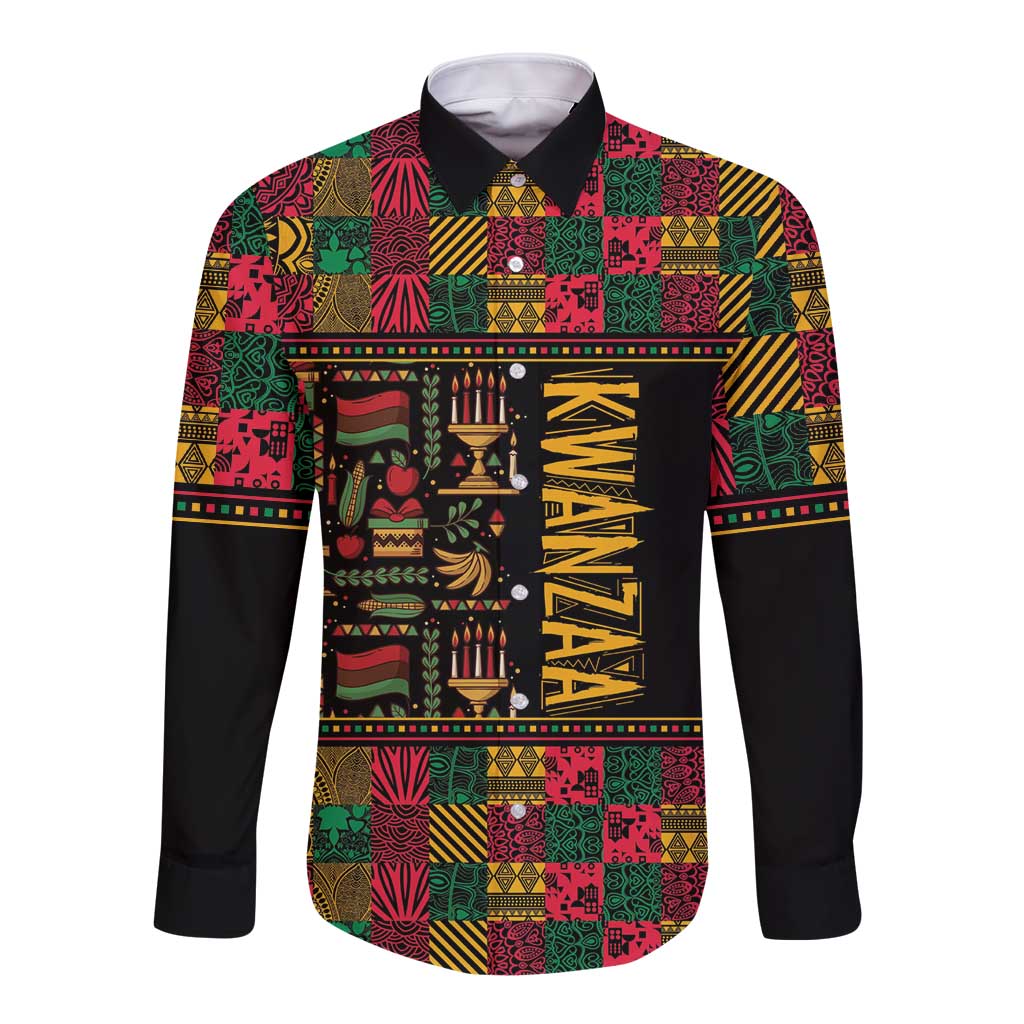 Kwanzaa African Pattern Long Sleeve Button Shirt - Wonder Print Shop