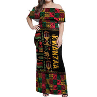 Kwanzaa African Pattern Off Shoulder Maxi Dress - Wonder Print Shop
