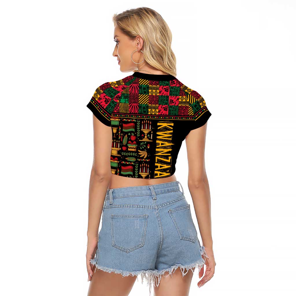 Kwanzaa African Pattern Raglan Cropped T Shirt - Wonder Print Shop