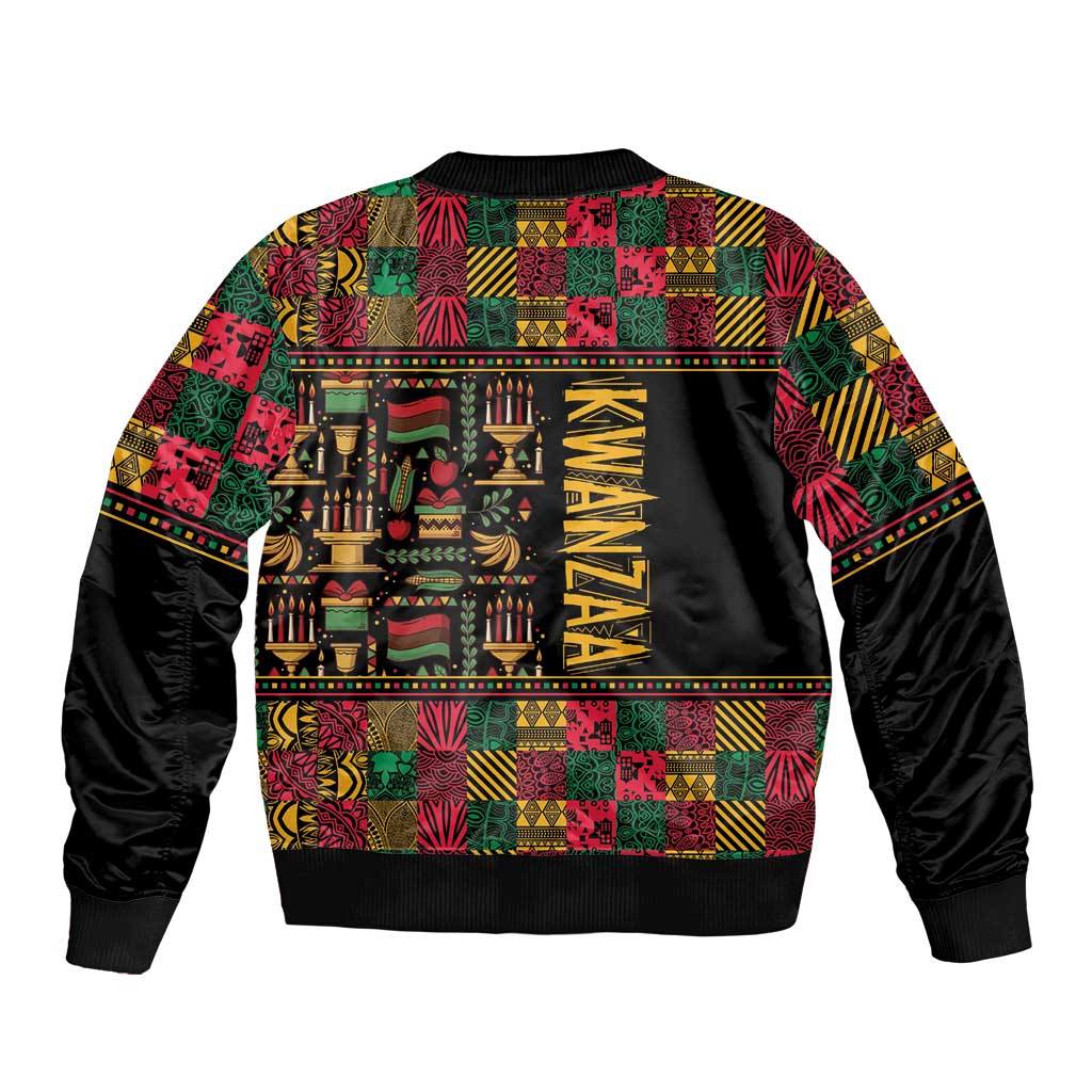 Kwanzaa African Pattern Sleeve Zip Bomber Jacket - Wonder Print Shop