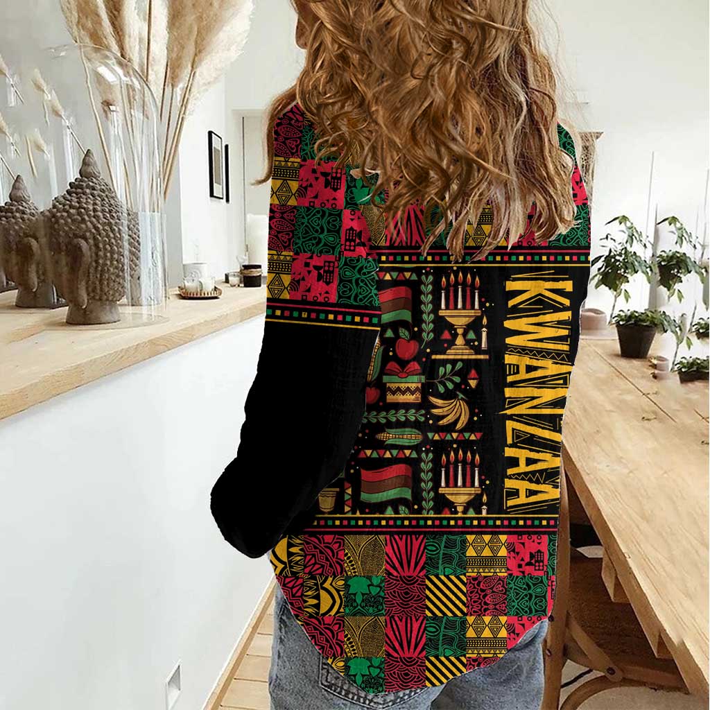 Kwanzaa African Pattern Women Casual Shirt - Wonder Print Shop