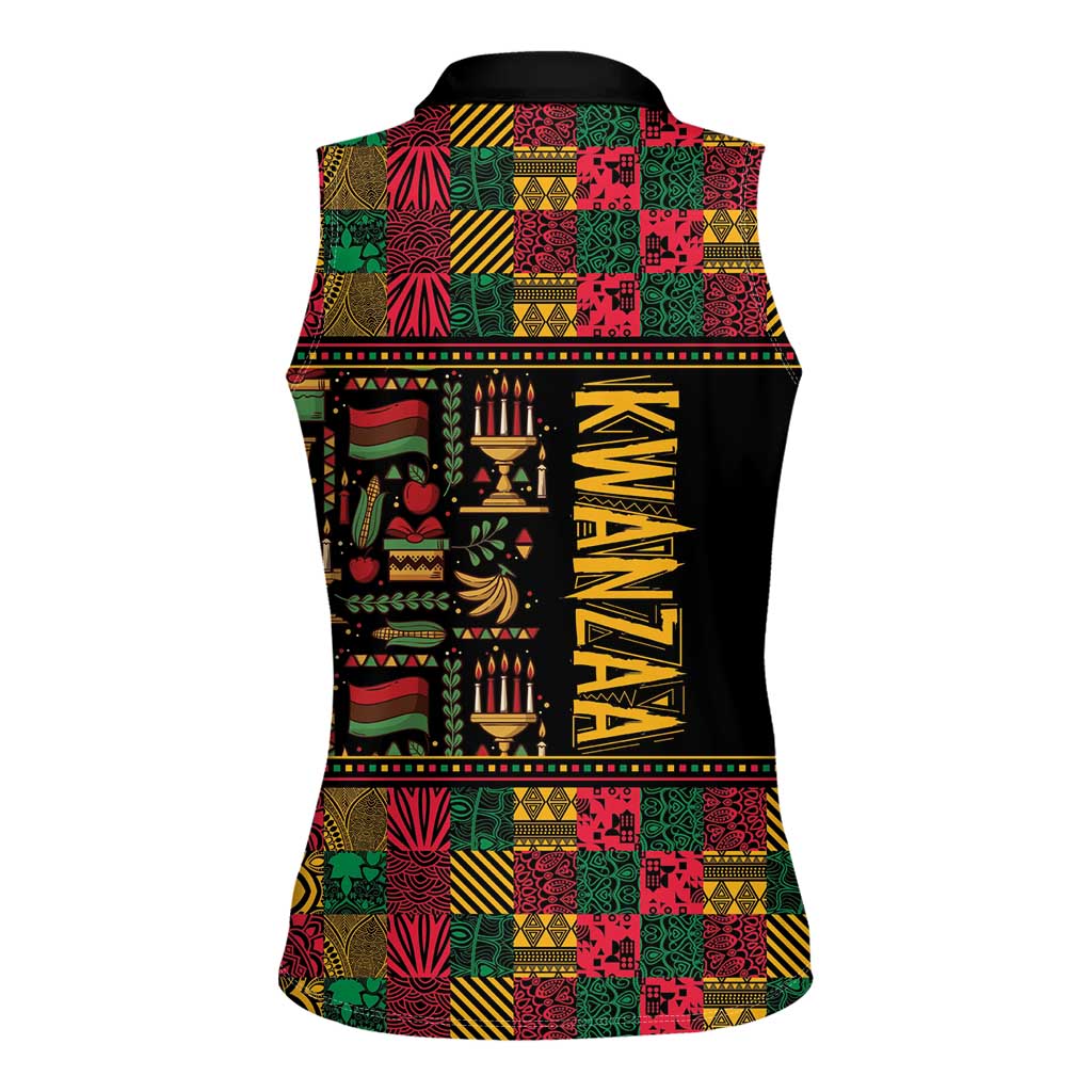 Kwanzaa African Pattern Women Sleeveless Polo Shirt - Wonder Print Shop