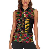 Kwanzaa African Pattern Women Sleeveless Polo Shirt - Wonder Print Shop