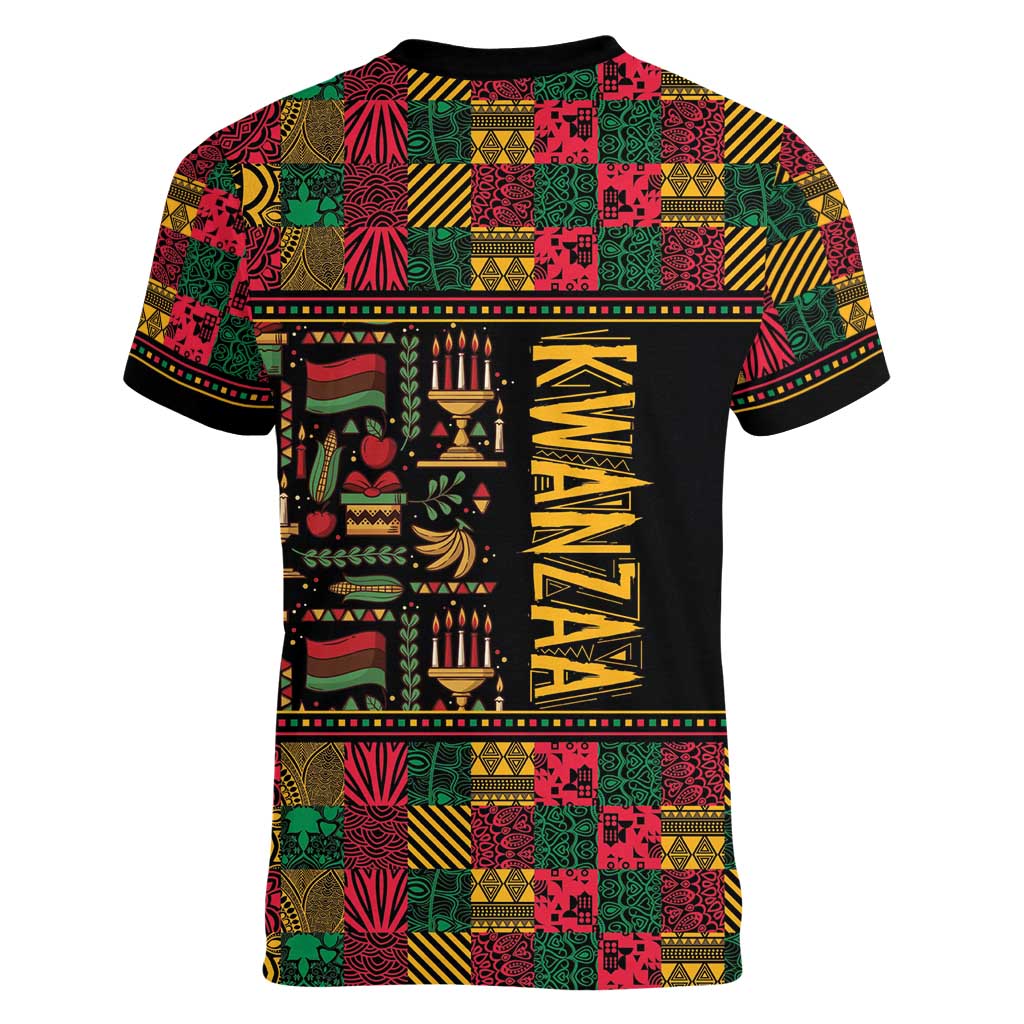 Kwanzaa African Pattern Women V-Neck T-Shirt - Wonder Print Shop