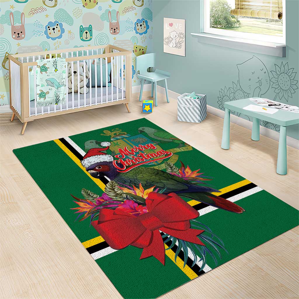 Dominica Christmas Coquette Bow Area Rug Sisserou Parrot Tropical Flower - Wonder Print Shop