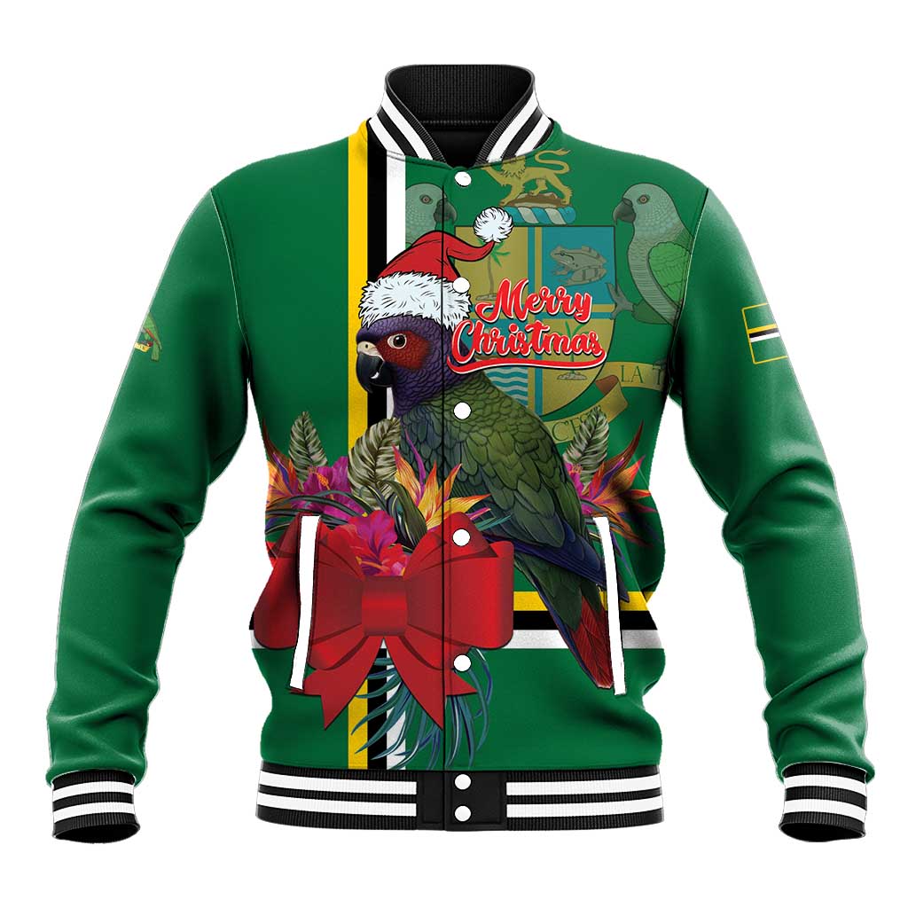 Dominica Christmas Coquette Bow Baseball Jacket Sisserou Parrot Tropical Flower - Wonder Print Shop