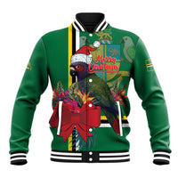 Dominica Christmas Coquette Bow Baseball Jacket Sisserou Parrot Tropical Flower - Wonder Print Shop