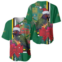 Dominica Christmas Coquette Bow Baseball Jersey Sisserou Parrot Tropical Flower - Wonder Print Shop
