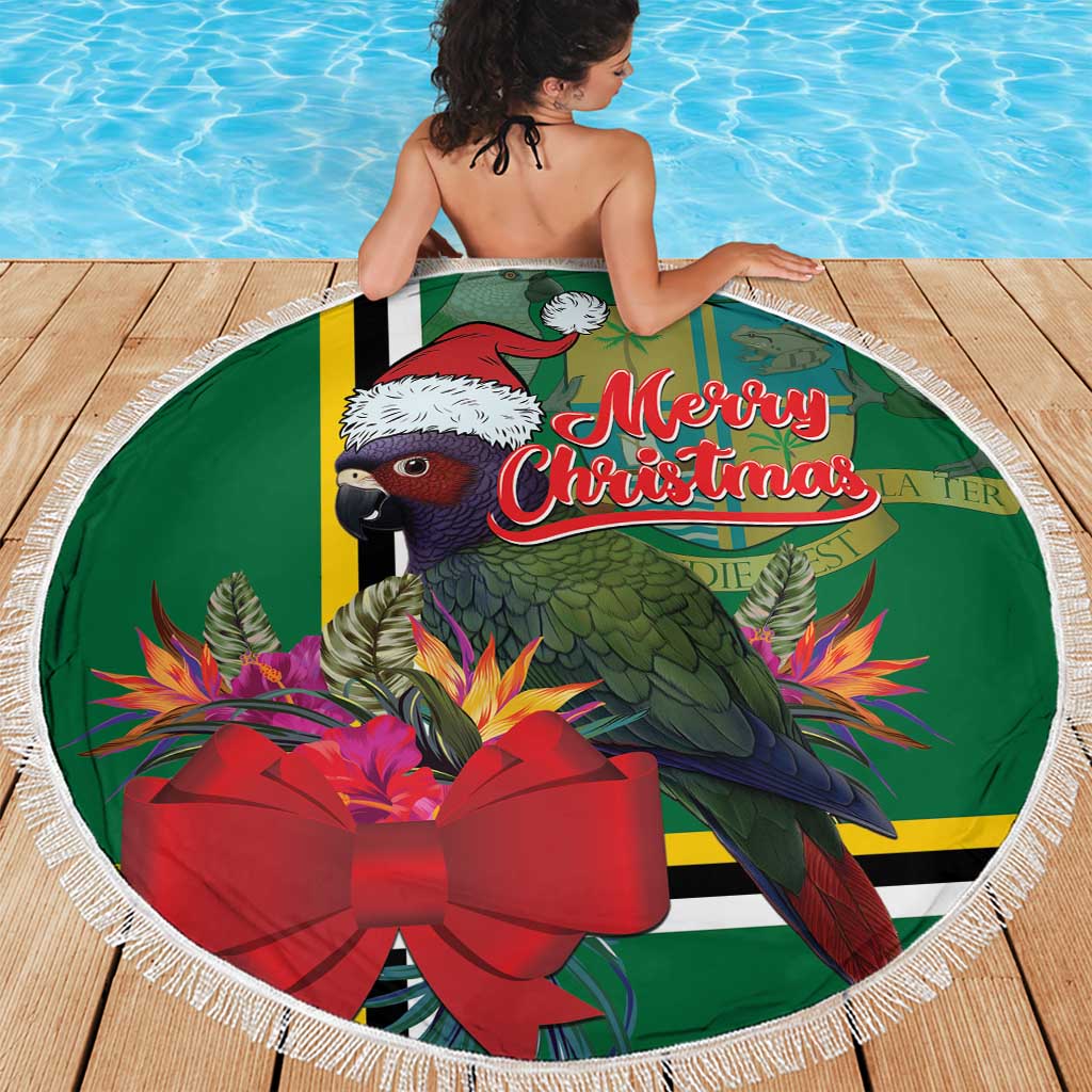 Dominica Christmas Coquette Bow Beach Blanket Sisserou Parrot Tropical Flower - Wonder Print Shop