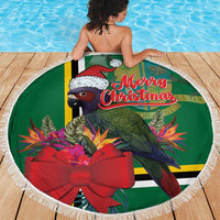 Dominica Christmas Coquette Bow Beach Blanket Sisserou Parrot Tropical Flower - Wonder Print Shop