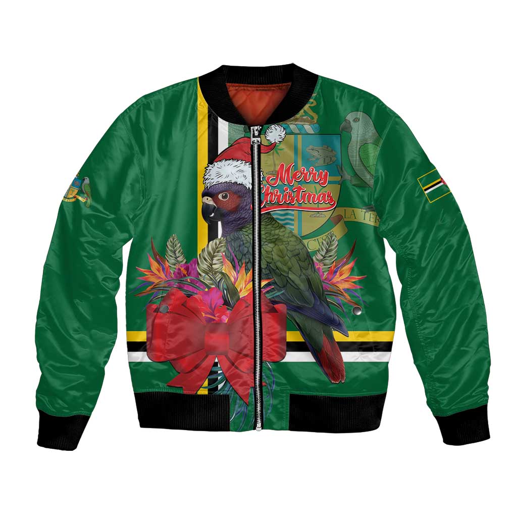 Dominica Christmas Coquette Bow Bomber Jacket Sisserou Parrot Tropical Flower - Wonder Print Shop