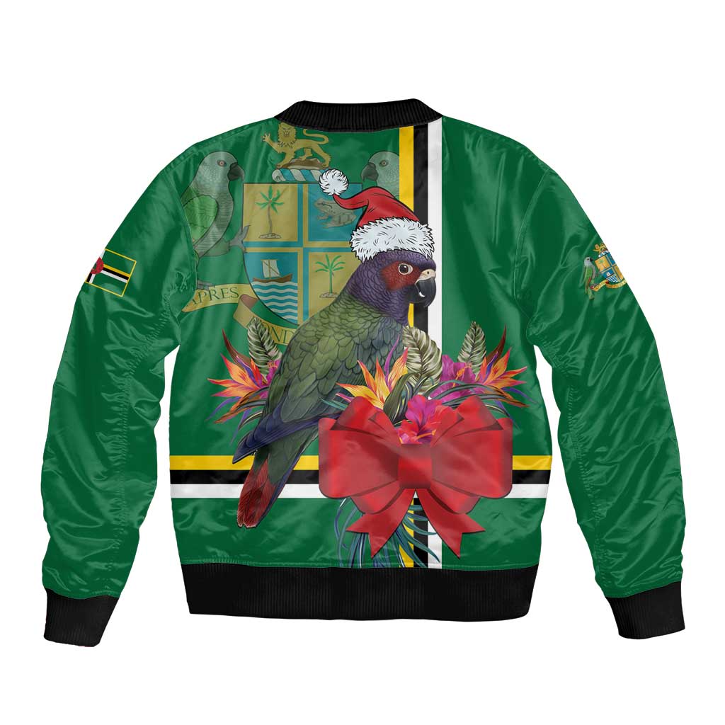 Dominica Christmas Coquette Bow Bomber Jacket Sisserou Parrot Tropical Flower - Wonder Print Shop