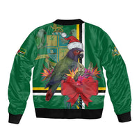 Dominica Christmas Coquette Bow Bomber Jacket Sisserou Parrot Tropical Flower - Wonder Print Shop