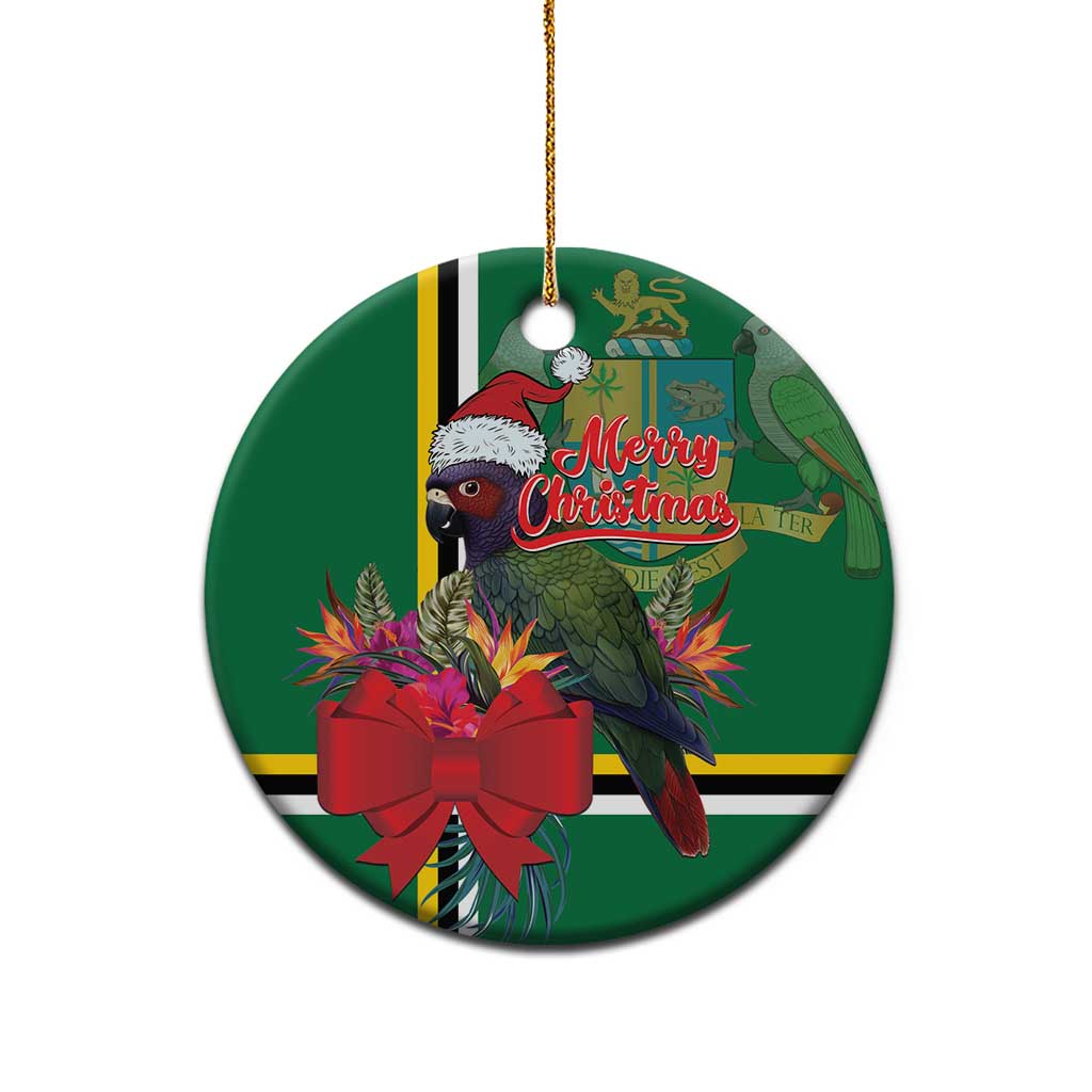Dominica Christmas Coquette Bow Ceramic Ornament Sisserou Parrot Tropical Flower - Wonder Print Shop