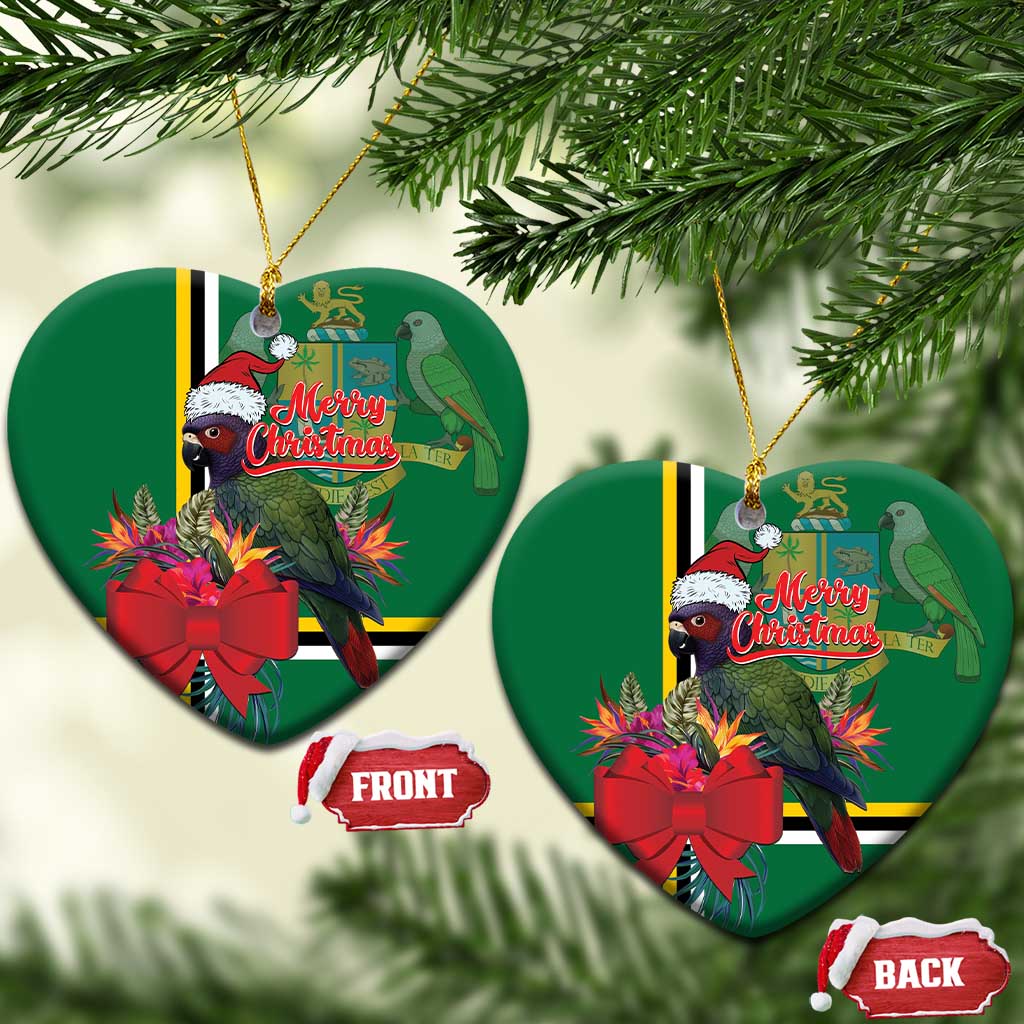 Dominica Christmas Coquette Bow Ceramic Ornament Sisserou Parrot Tropical Flower - Wonder Print Shop