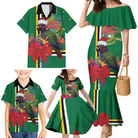Dominica Christmas Coquette Bow Family Matching Mermaid Dress and Hawaiian Shirt Sisserou Parrot Tropical Flower - Wonder Print Shop