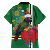 Dominica Christmas Coquette Bow Family Matching Off The Shoulder Long Sleeve Dress and Hawaiian Shirt Sisserou Parrot Tropical Flower - Wonder Print Shop