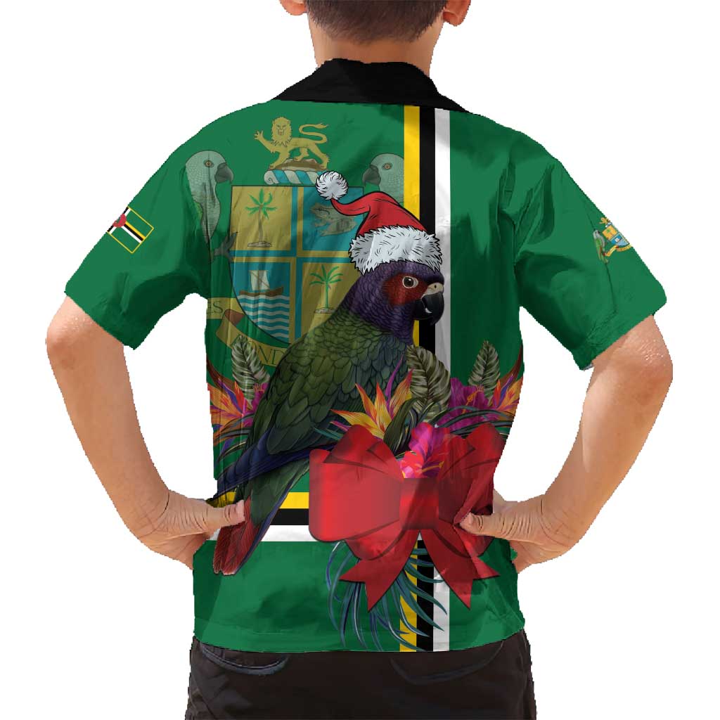 Dominica Christmas Coquette Bow Family Matching Off Shoulder Maxi Dress and Hawaiian Shirt Sisserou Parrot Tropical Flower - Wonder Print Shop