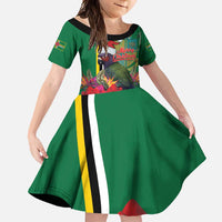 Dominica Christmas Coquette Bow Family Matching Off Shoulder Maxi Dress and Hawaiian Shirt Sisserou Parrot Tropical Flower - Wonder Print Shop