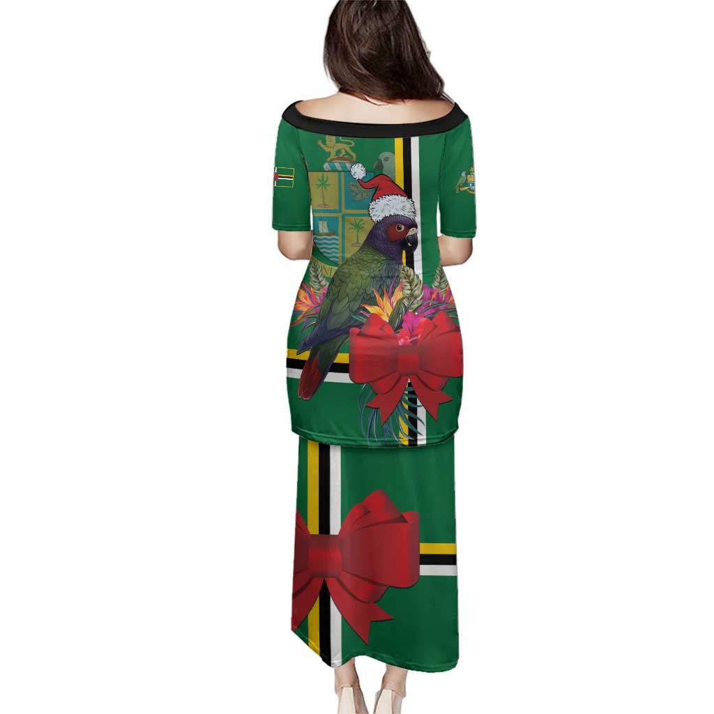 Dominica Christmas Coquette Bow Family Matching Puletasi and Hawaiian Shirt Sisserou Parrot Tropical Flower - Wonder Print Shop