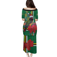 Dominica Christmas Coquette Bow Family Matching Puletasi and Hawaiian Shirt Sisserou Parrot Tropical Flower - Wonder Print Shop