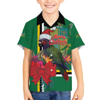 Dominica Christmas Coquette Bow Family Matching Puletasi and Hawaiian Shirt Sisserou Parrot Tropical Flower - Wonder Print Shop